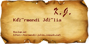 Körmendi Júlia névjegykártya
